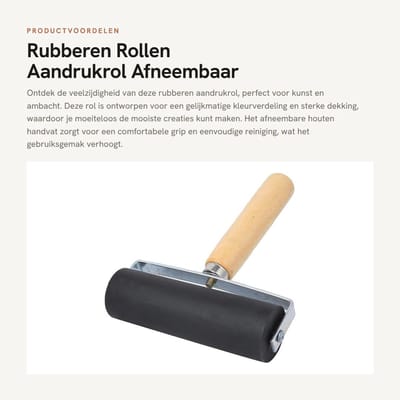 Dailygoods- Lijmrol Lichtgewicht - Aandrukroller - Rubberen Aandrukrol - Afneembaar Handvat - Stevig - Gemakkelijk te Reinigen
