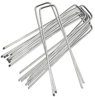 ANSIO Pack van 10 - Tuinharingen Stakes Nietjes Bevestigen Gazon U-vormige nagelspelden, 6 "/150 mm Ideaal voor onkruidbestrijdingsmembraan/stof/kunstgras/matten/gaas Gegalvaniseerde grondpen