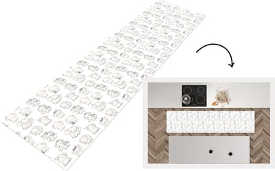 Keukenloper - Loper keuken - Olifant - Patroon - Baby - 200x50 cm - Keukenloper vinyl