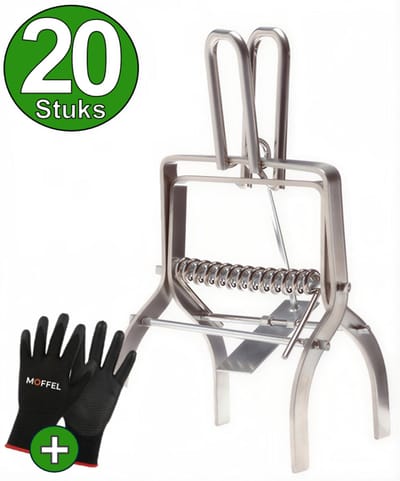 Moffel® Mollenklem 20 Stuks + Tuinhandschoenen - Mollenval - Mollenverjager - Mollenvallen - Mollenklemmen voor Effectieve Mollenbestrijding