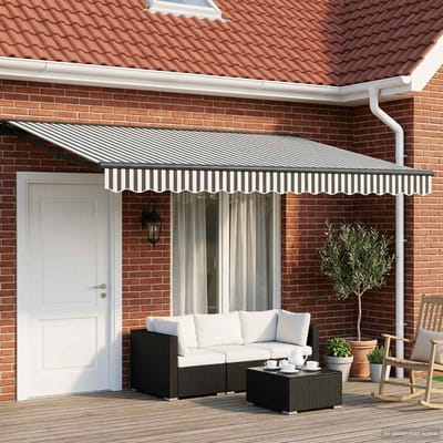 vidaXL - Handmatig - uitschuifbare - luifel - Antraciet - en - Wit - 4 - × - 3,5 - m