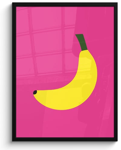 Poster in lijst - Fotolijst 50x70 cm - Posters - Banaan - Geel - Fruit - Posterlijst zwart - Decoratie - Wanddecoratie woonkamer - Muurdecoratie slaapkamer