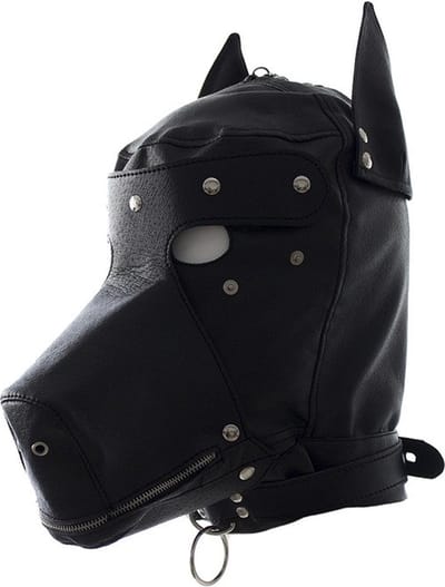 Nooitmeersaai - PU leren hondenmasker met mondrits