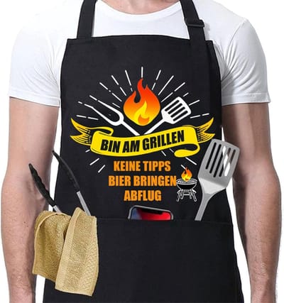 Thijox - Grillschort voor Mannen, Grappig Kookschort met Zak, Waterdicht en Verstelbaar, Perfect als Cadeau voor Vaderdag, Kerst en Verjaardag - Barbe