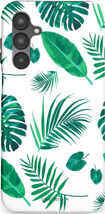 Casetastic Hoesje Geschikt voor Samsung A16 - Stijlvolle Beschermende Duo-layer Case - Groene Witte Jungle Bladeren Print