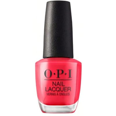 Nail Lacquer OPI On Collins Ave 15 ml – Nail Polish, Long-Lasting, For Women, Vibrant Coral Red, Suitable For Daily Manicure