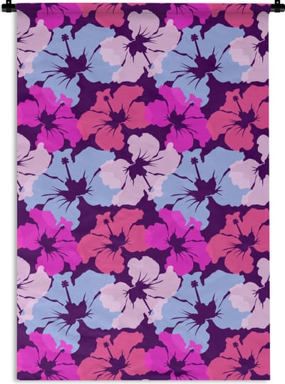Wandkleed - Wanddoek - Pastel - Hibiscus - Bloem - Hawaii - Design - 120x180 cm - Wandtapijt