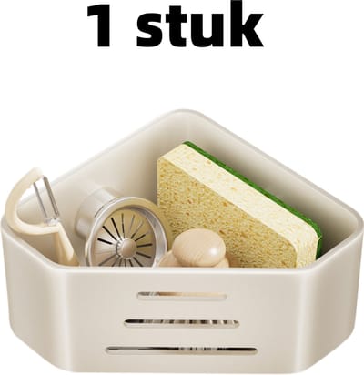 1 stuk - Opbergrek - Plank - Zuignap - Geen boren nodig - Multifunctioneel - Geschikt als afdruiprek in de keuken en als opbergrek naast de gootsteen - 18 cm * 13,5 cm * 7,5 cm - Wit
