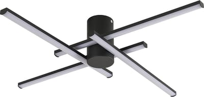 LED design plafondlamp in aluminium - 4 stangen 62 cm - voor woonkamer, lounge - zwart - warm wit 3000K - 24W