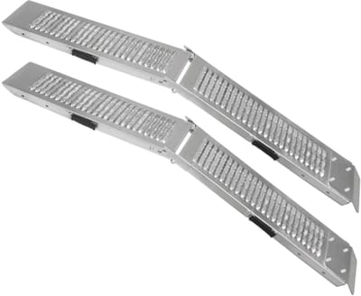 Opvouwbare motorfietsoprijplaten - zilver - 189x24x6 cm - 2 spanbanden