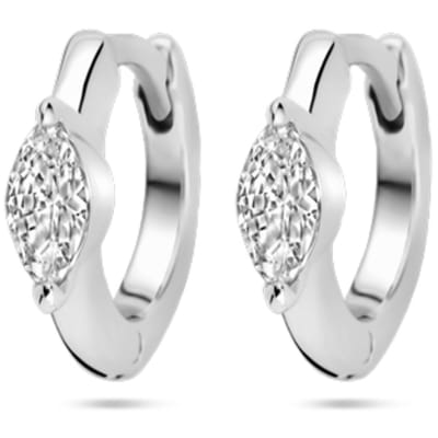 Zilver Gerhodineerd Klapoorringen Zirkonia 10 Mm 1339725