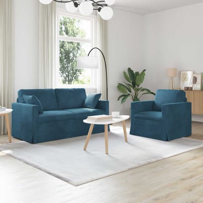 vidaXL Bankstel 2 pcs Blauw 158 x 78 x 80 cm Fluweel