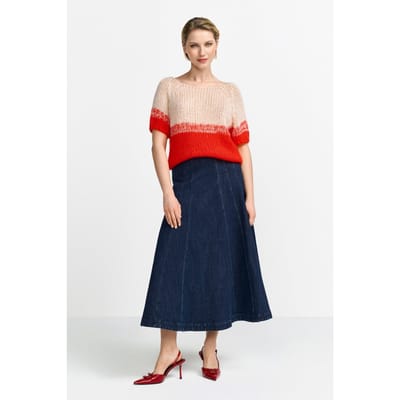 Rich & Royal Bicolored Short Sleeve Sunset Red Size: XS | Sweaters Outlet | Dames | Rood
