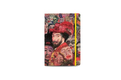 Lanzfeld Ensor - Kunst Notitieboek A5 - Gelinieerd - Self Portrait with Masks - 80 Pagina's - Softcover