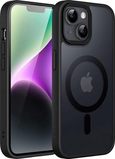 Hoesje geschikt voor iPhone 14 Plus Magsafe Hoesje Zwart - Shockproof Magsafe Hoesje geschikt voor iPhone 14 Plus Zwart - Mat Zwart