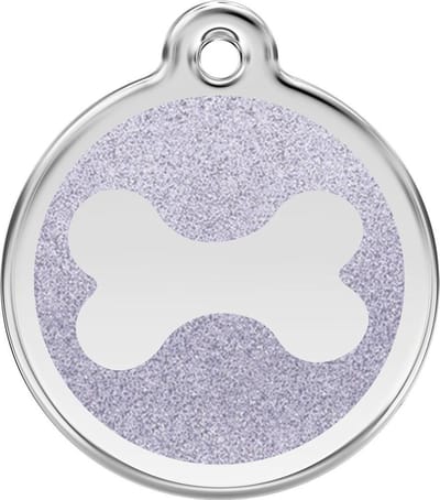Red Dingo Hondenpenning 30 mm bot glitter zilverkleurig