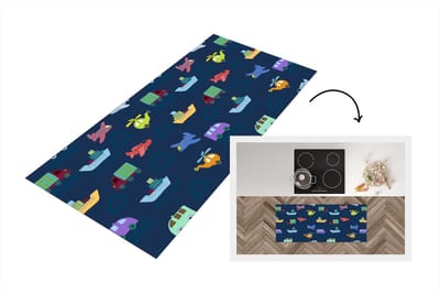 Keukenloper - Loper keuken - Patronen - Vliegtuig - Boot - Vrachtwagen - 120x50 cm - Keukenloper vinyl