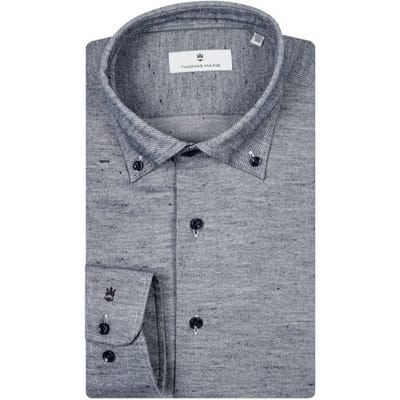 Thomas Maine Overhemd Two-Tone Twill Torino Button Down Navy / male
