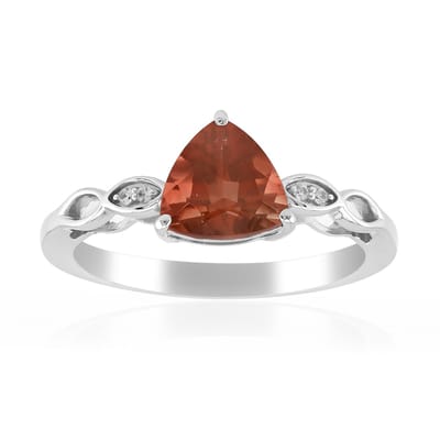 Cavill - 9 Karaat Witgouden Ring met Oregon Zonnesteen 0,918 ct Triljant geslepen - Elegante Ring met Zirkonia 0,024 ct - Sieraden Dames