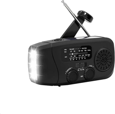 Unyqoos® Draagbaar weerbestendig noodradio met zonne-energie en handmatige oplader