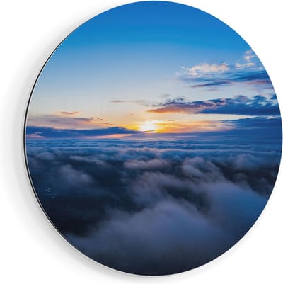 Artaza Dibond Muurcirkel Zonsondergang In De Wolken  - Ø 70 cm - Wandcirkel - Rond Schilderij - Voor Binnen en Buiten