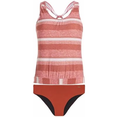 Protest Prtkensi 23 – Tankini set Dames – Kruisbanden – Uitneembare vulling – Gestreept – Chilirust