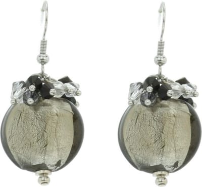 Behave - Ronde oorhangers met zwarte kraaltjes - Avond chic