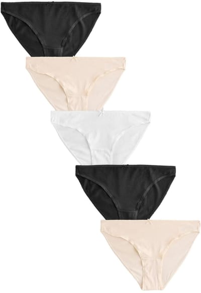 Next - Dames - Set van 5 hoog uitgesneden slips met hoog katoenpercentage - Zwart
