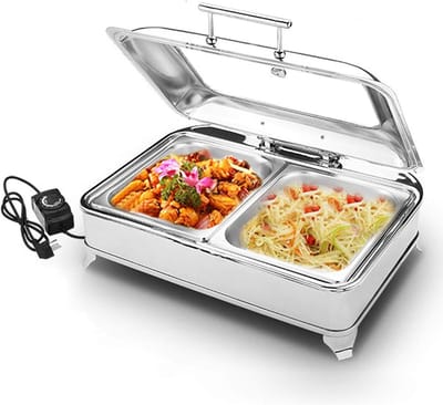 Voedselwarmer Buffet - Warmhoudplaat Elektrisch - Feesten Serveren - Instelbare Temperatuur - 9L Roestvrij Staal
