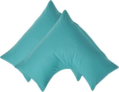 Homescapes Percale Katoen V-Kussensloop Set van 2 - Petrol - 100% Egyptisch Katoen - 200TC - 38 x 76 cm