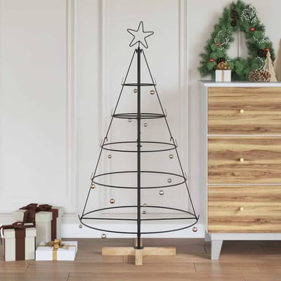 vidaXL - Kerst - Cone - Boom - met - standaard - Zwart - 126 - cm - Staal