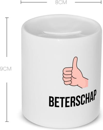 Akyol - beterschap duimpje omhoog Spaarpot - Beterschap - iemand die ziek is of iets gebroken heeft - ziek - koorts - snel beter worden - cadeau - beterschap cadeau - kado - gift - geschenk - spaarpot