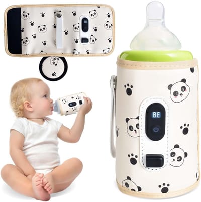Draagbare Flessenwarmer met LCD-display voor Baby's - Houdt Vloeistoffen Warm met 5 Instelbare Temperatuurstanden (38-55°C) voor Borstvoeding en Op Reis