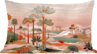 Sierkussens - Kussentjes Woonkamer - 60x40 cm - Roze landschap - Palmen - Water