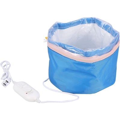 Bonnet Chauffant Contrôle de Température Protection Vapeur Cheveux Électrique Bonnet Masque Cheveux Bleu white
