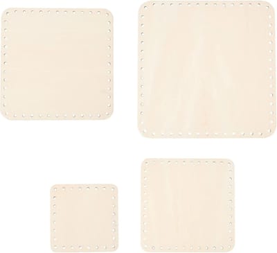 Set van 4 Houten Bodems voor Rieten Mand, Vierkante Basis voor DIY Manden, Wicker Planken met 3mm Gaten voor Creatieve Projecten en Pencil Holders, 10-20 cm Grootte