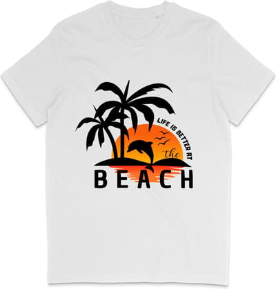 T Shirt Heren en Dames - Life is Better at the Beach - Wit - XS
