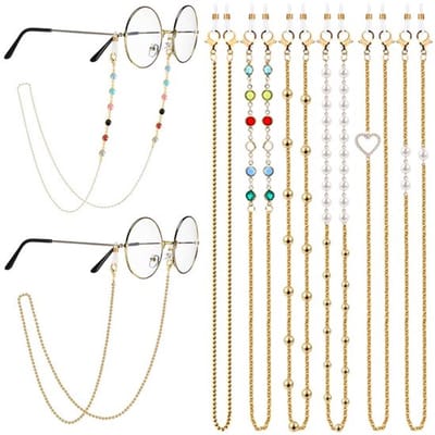 Dailygoods- Brillenkettingen 6 stuks - Zonnebrilketting - Brilbandjes - Siliconen Antislip Ringen - Legering - Modieus Ontwerp - Brillenband