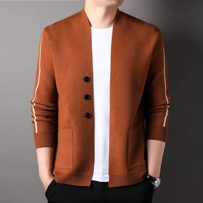 Gebreid vest voor jonge en middelbare mannen, jas, herfst en winter, nieuwe losse trend, gebreide trui herenkleding 190 brown