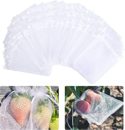 100x Organza Beschermzakjes met Trekkoord - Fruitbescherming tegen Vogels en Insecten