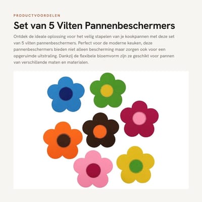 Dailygoods- Pannenbeschermers Set van 7 - Vilt - Stapelbare Bescherming - Flexibele Vorm - Diameter 18 cm - Optimale Bescherming voor Pannen - Pannenbescherming