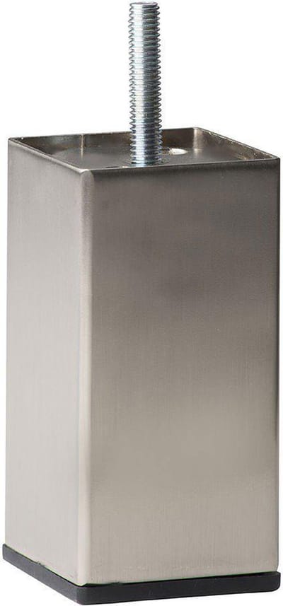 Stalen meubelpoot rvs look vierkant 5 bij 5 cm en hoogte 12 cm (M8) - Set van 4 stuks