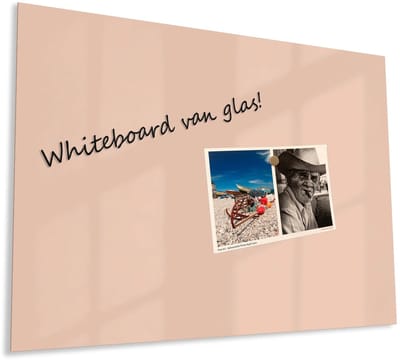 Mydesignglas Glazen Whiteboard - Gehard Glas - Magneetbord - Memobord - Magnetisch - Krasbestendig - Frameless -150x100cm - Nouget crème