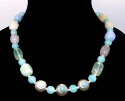 Hetty'S - Elegant collier -grote zilveren kralen met Amazoniet - Zilver slot
