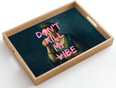 Dienblad hout 50x35 cm - Schootdienblad - Vrouw - Portret - Kroon - Borrelplank rechthoek - Plateau dienbladen