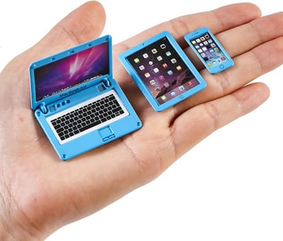 Miniatuur Meubels Poppenhuis Accessoires: Laptop, Tablet en Telefoon (1:12 & 1:6 Schaal)