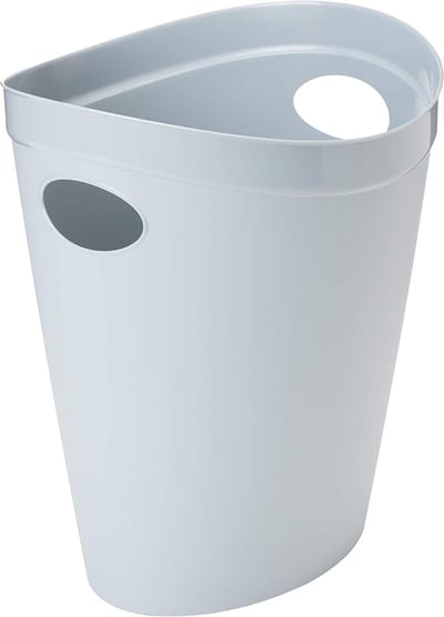 Afvalbak - Prullenmand Pedaalemmer - Kantoor Slaapkamer Badkamer - 100% Gerecycled Plastic - 12 Liter Ovaal - Lichtgrijs