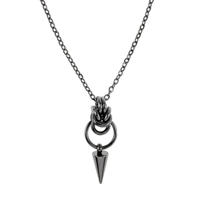 esde2 Ketting Unisex - Roestvrij Staal - Verstelbaar 45-50cm - Kabelketting met Punk Hanger & Karabijnsluiting - Zilverkleurig