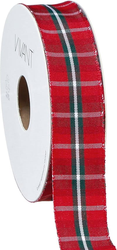 Schots ruit lint - 15 meter - 15 mm breed - geweven lint