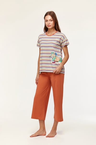 Woody Meisjes-Dames Pyjama multicolor - maat 116/6J
